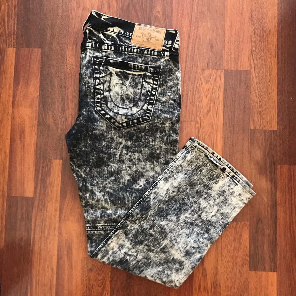 True Religion Black Acid Wash Jeans